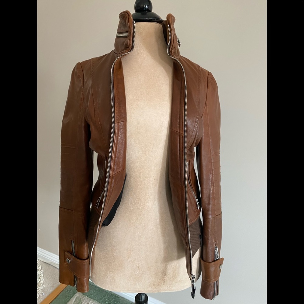 Rudsak “Tisha” brown leather jacket